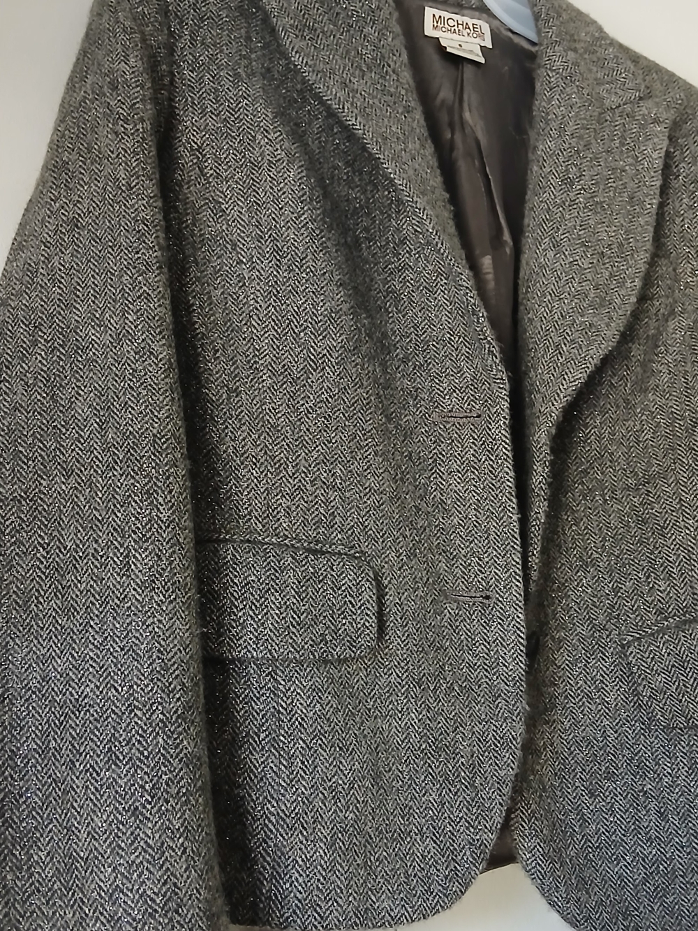 Michael Kors Gray Herringbone Tweed Blazer - Picture 4 of 6